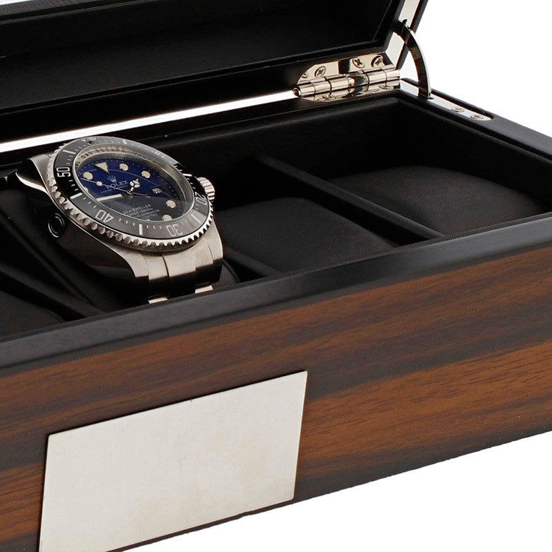 6 Watch Box in Natural Dark Walnut Veneer Finish by Aevitas - Swiss Watch Store UK