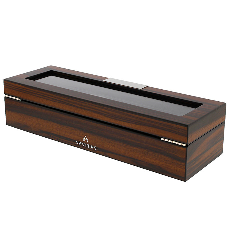 6 Watch Box in Natural Dark Walnut Veneer Finish by Aevitas