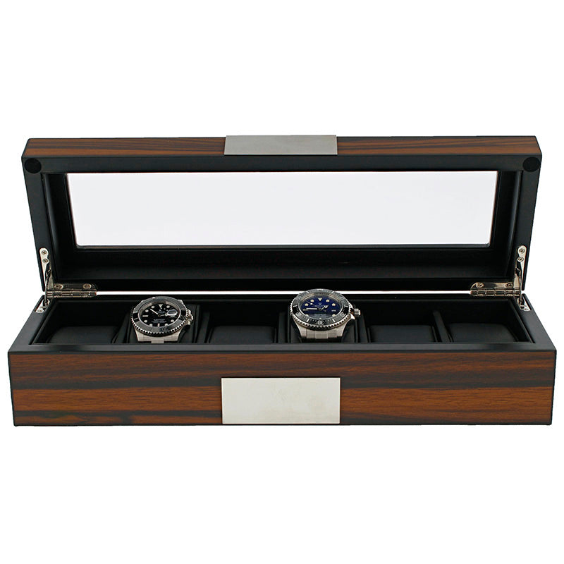 6 Watch Box in Natural Dark Walnut Veneer Finish by Aevitas - Swiss Watch Store UK