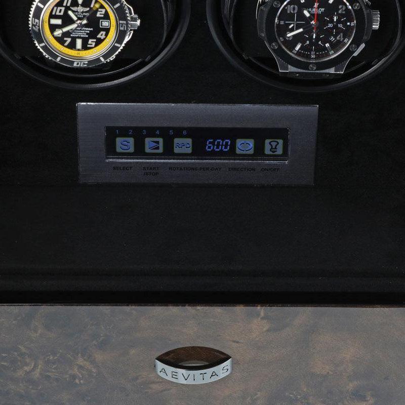 6 Watch Winder Dark Burl Wood Finish the Tower Series by Aevitas