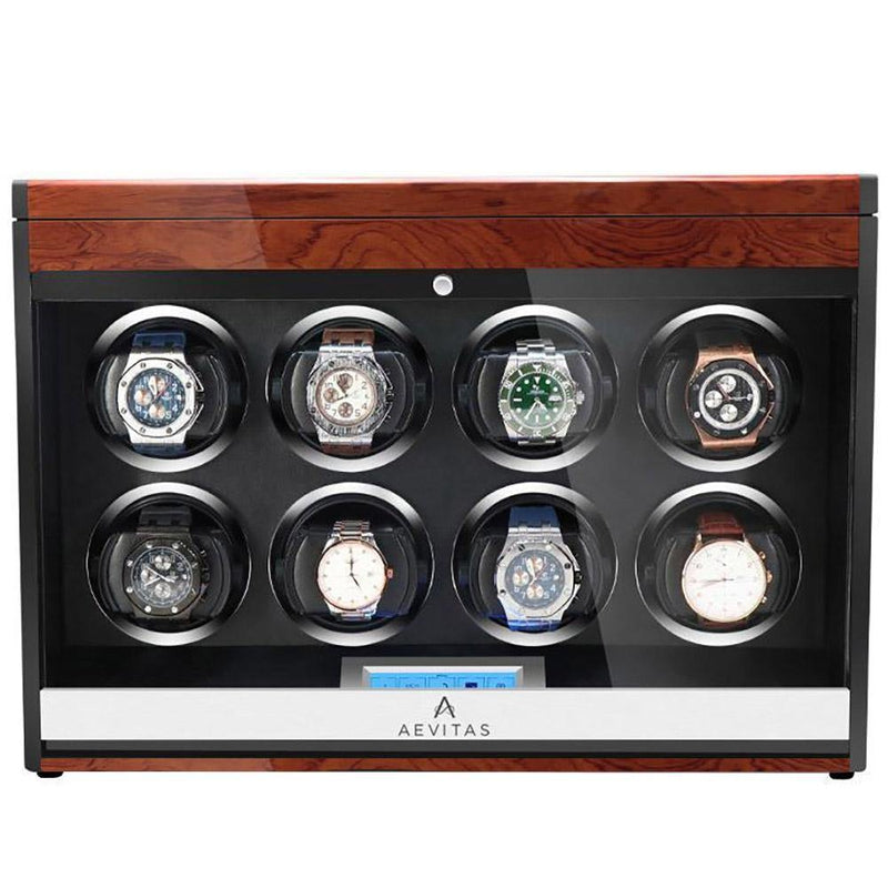 8 Watch Winder with Extra Storage Wood Veneer Finish by Aevitas - Special Offer - Swiss Watch Store UK