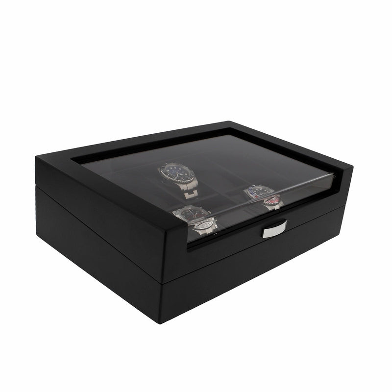 Black Oak Wooden Veneer Watch Box for 10 Watches by Aevitas - Swiss Watch Store UK