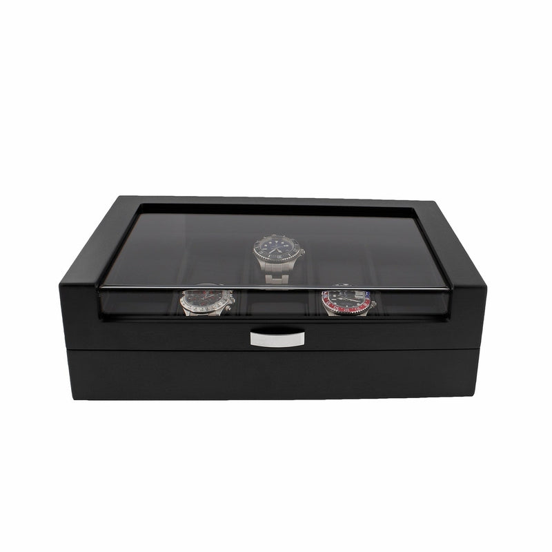 Black Oak Wooden Veneer Watch Box for 10 Watches by Aevitas - Swiss Watch Store UK