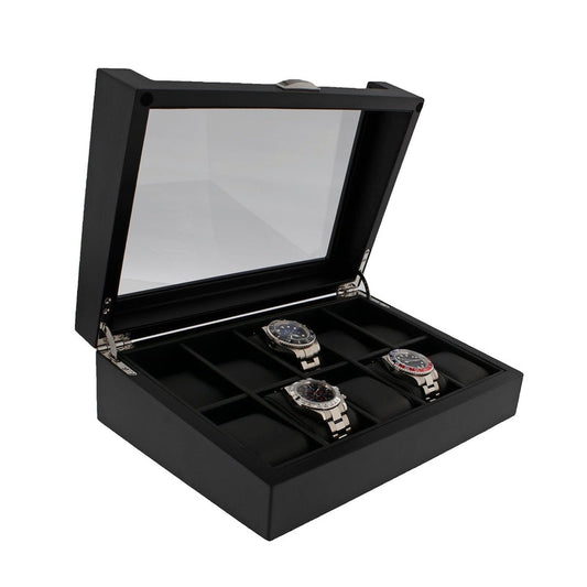 Black Oak Wooden Veneer Watch Box for 10 Watches by Aevitas - Swiss Watch Store UK