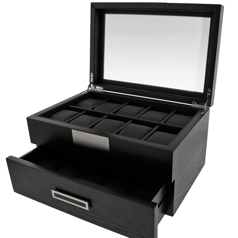 Black Oak Wooden Veneer Watch Box for 20 Watches by Aevitas