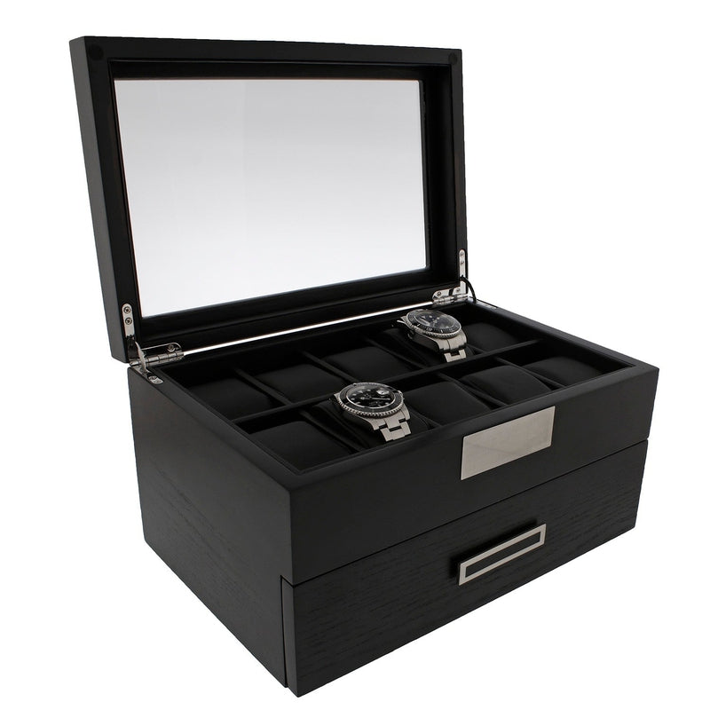 Black Oak Wooden Veneer Watch Box for 20 Watches by Aevitas