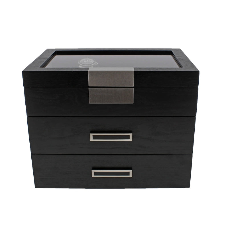Black Oak Wooden Veneer Watch Box for 30 Watches by Aevitas