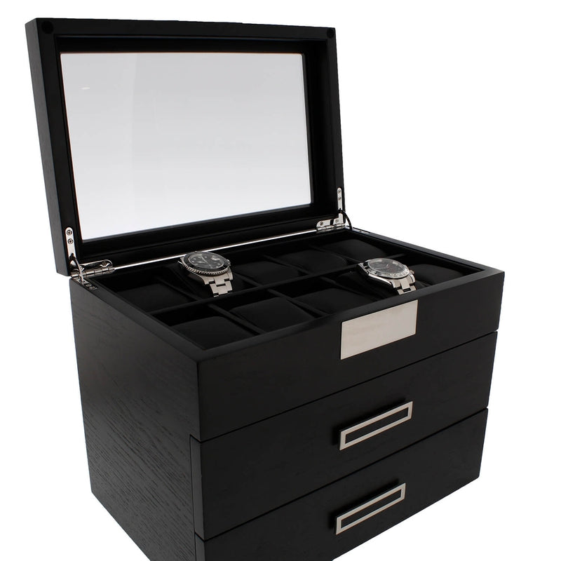 Black Oak Wooden Veneer Watch Box for 30 Watches by Aevitas
