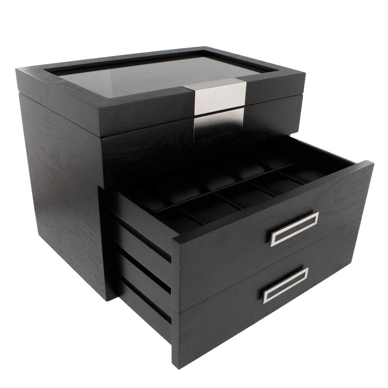 Black Oak Wooden Veneer Watch Box for 30 Watches by Aevitas