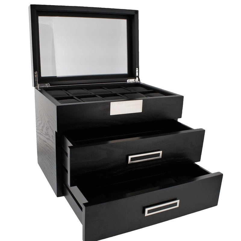 Black Oak Wooden Veneer Watch Box for 30 Watches by Aevitas