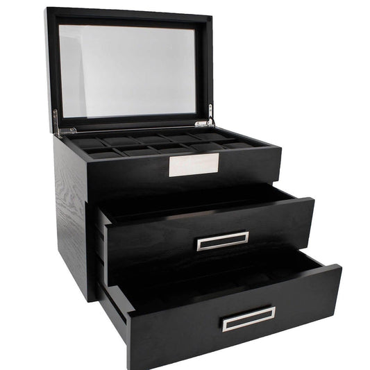 Black Oak Wooden Veneer Watch Box for 30 Watches by Aevitas