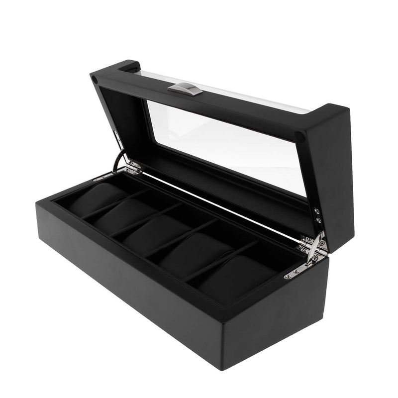Black Oak Wooden Veneer Watch Box for 5 Watches by Aevitas - Swiss Watch Store UK