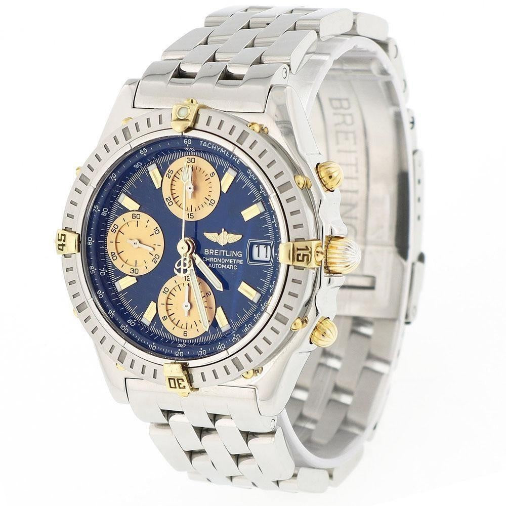 Breitling Chronomat B13352 18K Gold & Stainless Steel with Blue Dial 40mm Case - Swiss Watch Store UK