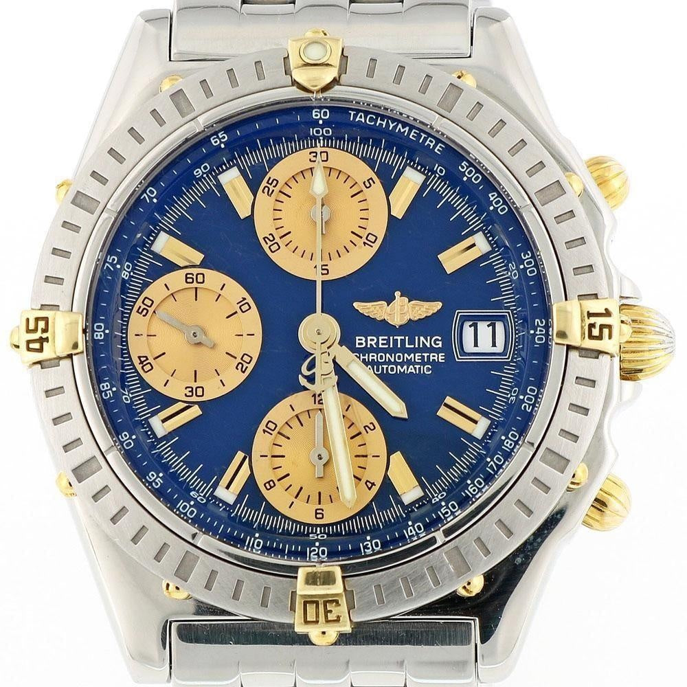 Breitling Chronomat B13352 18K Gold & Stainless Steel with Blue Dial 40mm Case - Swiss Watch Store UK