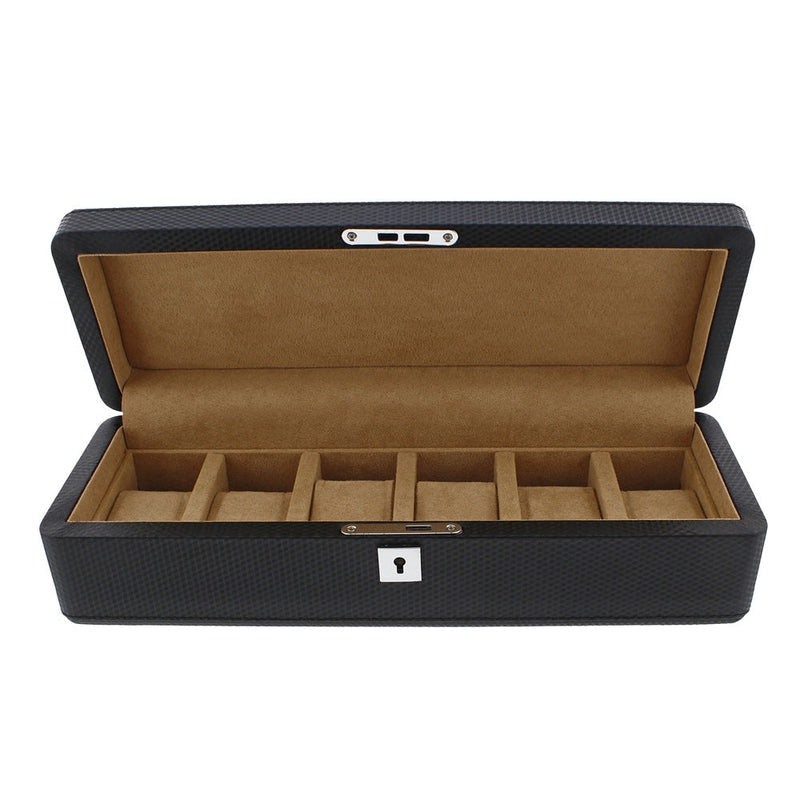 Carbon Fibre Leather Watch Box Premium Quality 6 Watches by Aevitas