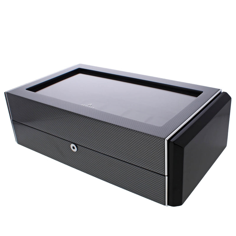 Carbon Fibre Watch Box Premium Quality for 12 Watches by Aevitas - Swiss Watch Store UK