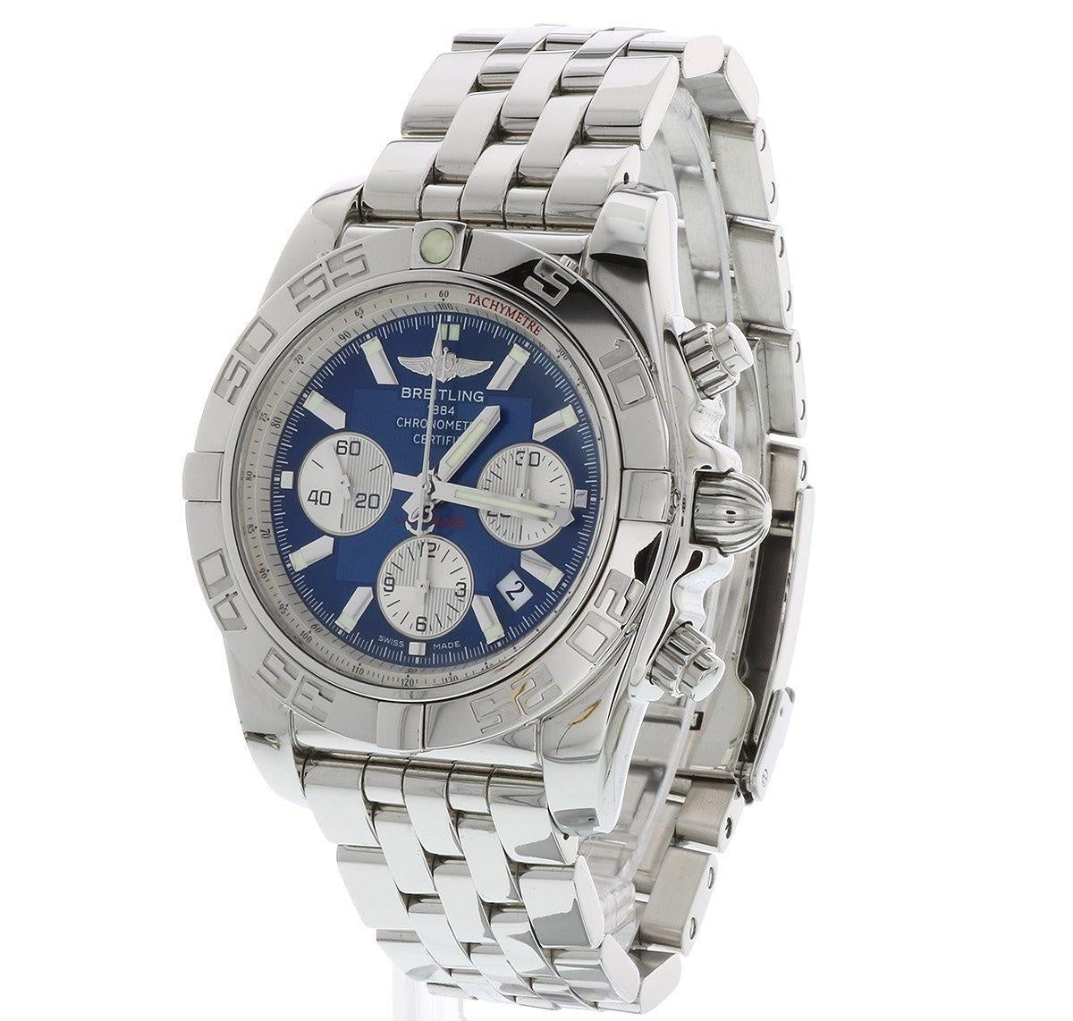 BREITLING Chronomat 44 Steel Automatic AB0110 with Blue Dial MINT CONDITION