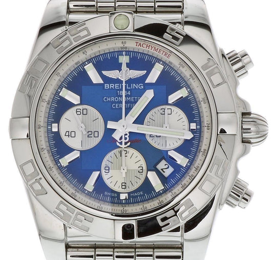 BREITLING Chronomat 44 Steel Automatic AB0110 with Blue Dial MINT CONDITION