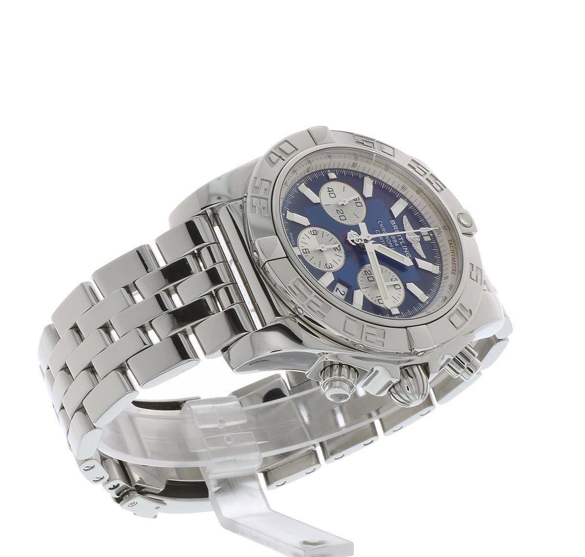 BREITLING Chronomat 44 Steel Automatic AB0110 with Blue Dial MINT CONDITION