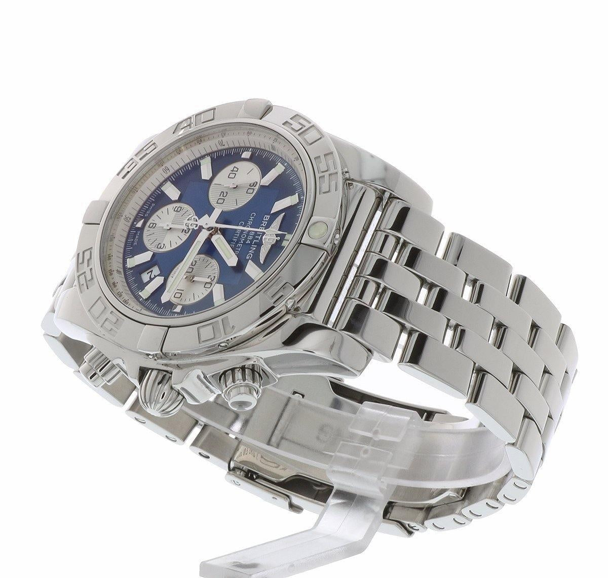 BREITLING Chronomat 44 Steel Automatic AB0110 with Blue Dial MINT CONDITION