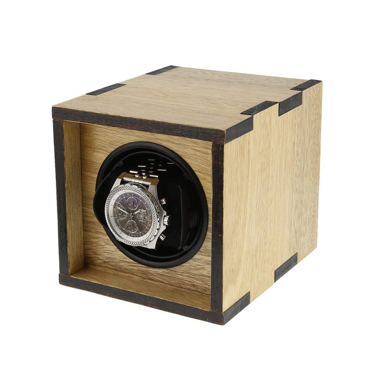 Compact Watch Winder for 1 Watch in Idigbo Hard Wood Dual Finish Manufactured in the UK by Aevitas - Swiss Watch Store UK