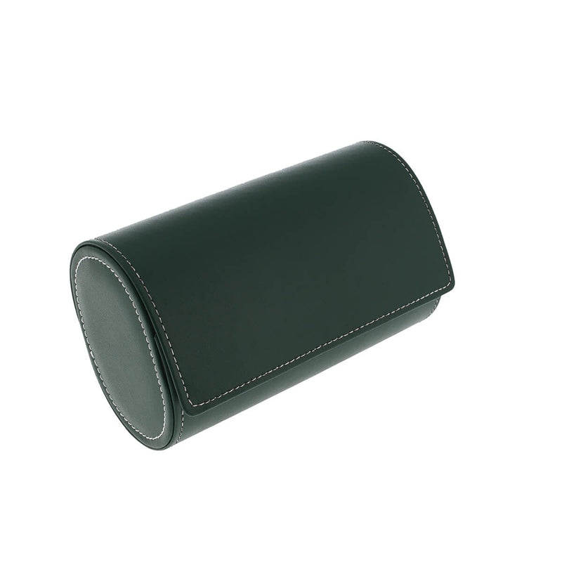 Double Watch Roll in Green Leather with Super Soft Lining