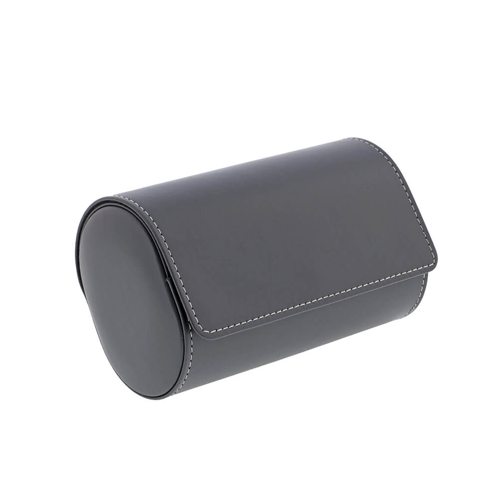 Double Watch Roll in Smooth Grey Leather with Super Soft Lining