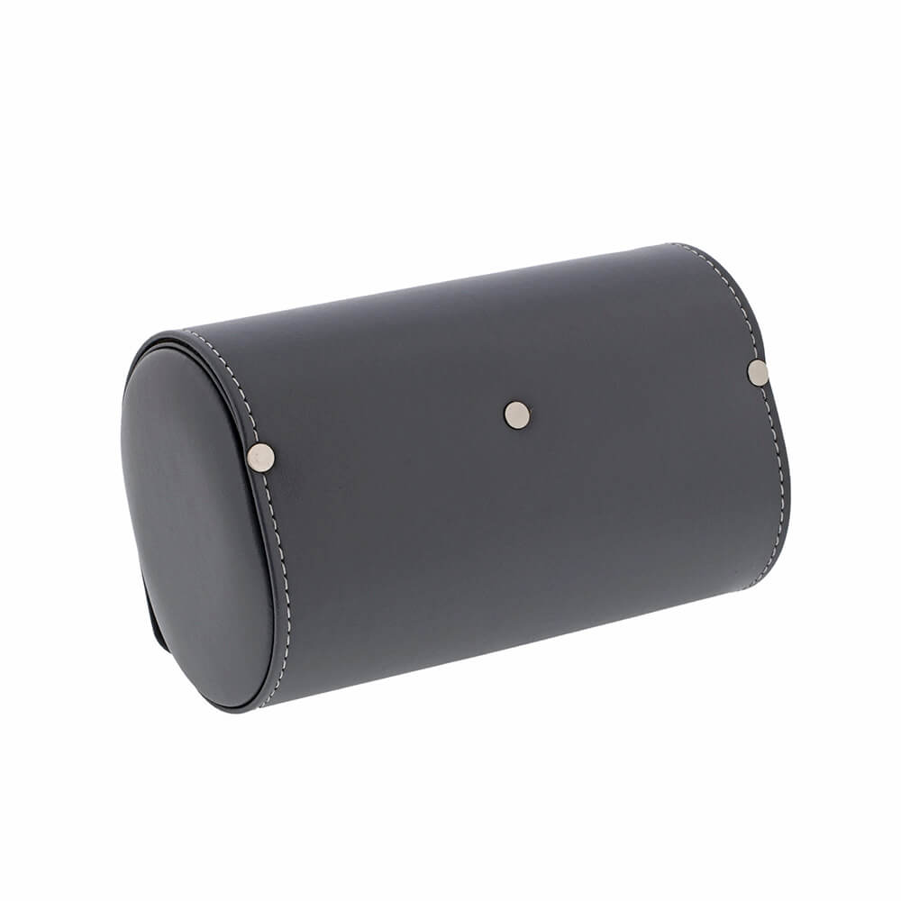 Double Watch Roll in Smooth Grey Leather with Super Soft Lining