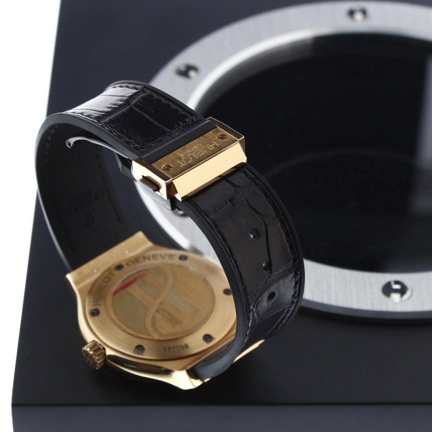 Hublot Classic Fusion Rose Gold with Diamond Bezel On Black Crocodile Strap 561.PX.1180.LR.1104