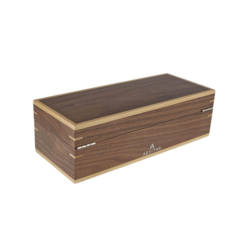 Light Walnut Wood Natural Finish Watch Box for 5 Watches by Aevitas - Swiss Watch Store UK