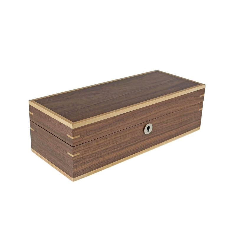 Light Walnut Wood Natural Finish Watch Box for 5 Watches by Aevitas - Swiss Watch Store UK