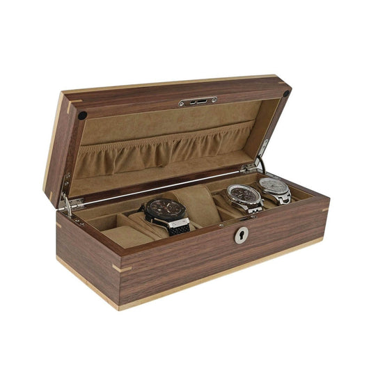 Light Walnut Wood Natural Finish Watch Box for 5 Watches by Aevitas - Swiss Watch Store UK