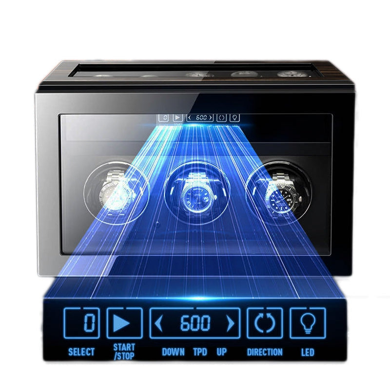 Premium 3 Watch Winder with Storage in Zebrano Ebony Wood by Aevitas