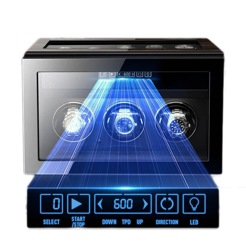 Premium 6 Watch Winder with Storage in Zebrano Ebony Wood by Aevitas