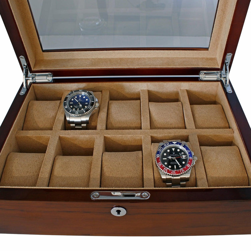 Premium Luxury 10 Watch Box Solid Hardwood High Gloss Finish by Aevitas - Swiss Watch Store UK