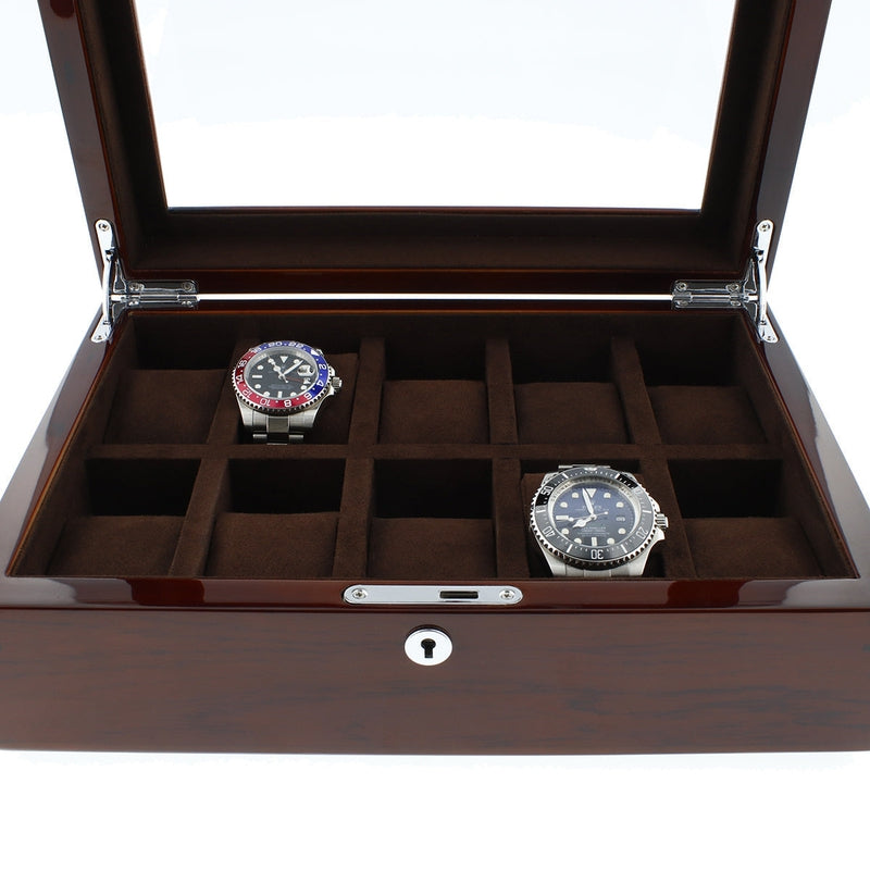 Premium Luxury 10 Watch Box Solid Hardwood High Gloss Finish by Aevitas - Swiss Watch Store UK