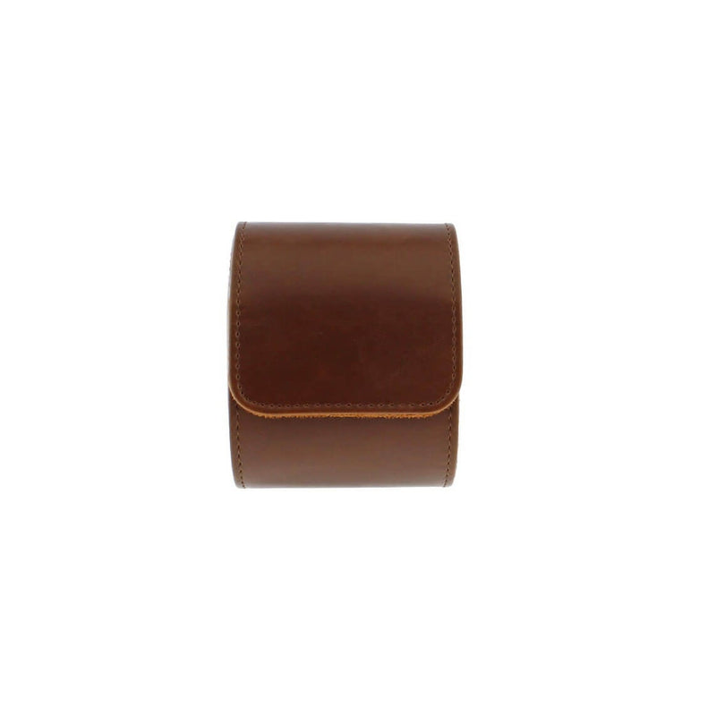 Premium Single Watch Roll in Brown Leather with Super Soft Tan Suede Lining - Swiss Watch Store UK