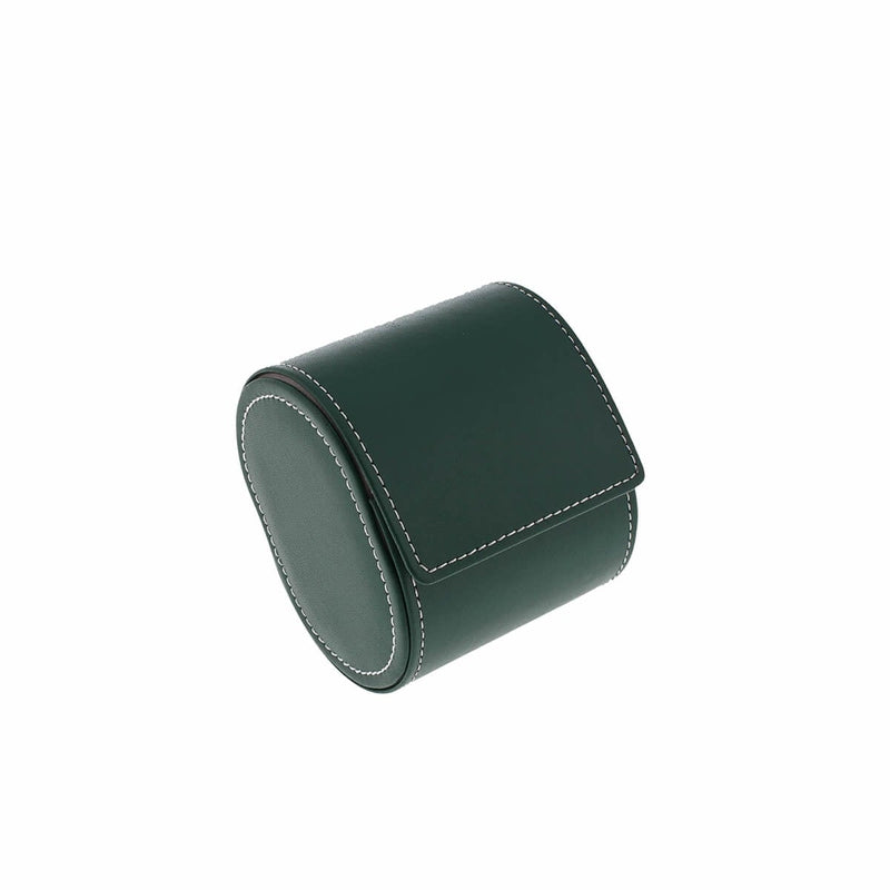 Single Watch Roll in Green Leather with Super Soft Lining