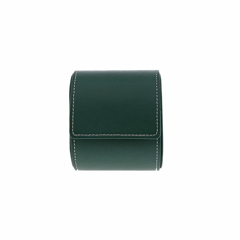 Single Watch Roll in Green Leather with Super Soft Lining