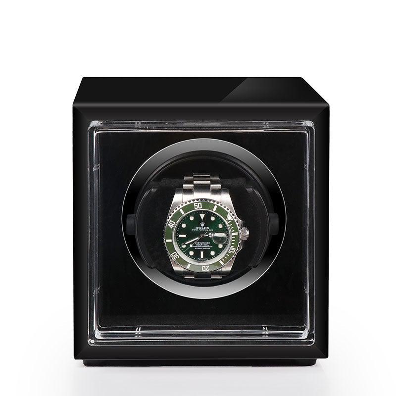 Single Watch Winder Black Edition Mains or Battery by Aevitas - Swiss Watch Store UK