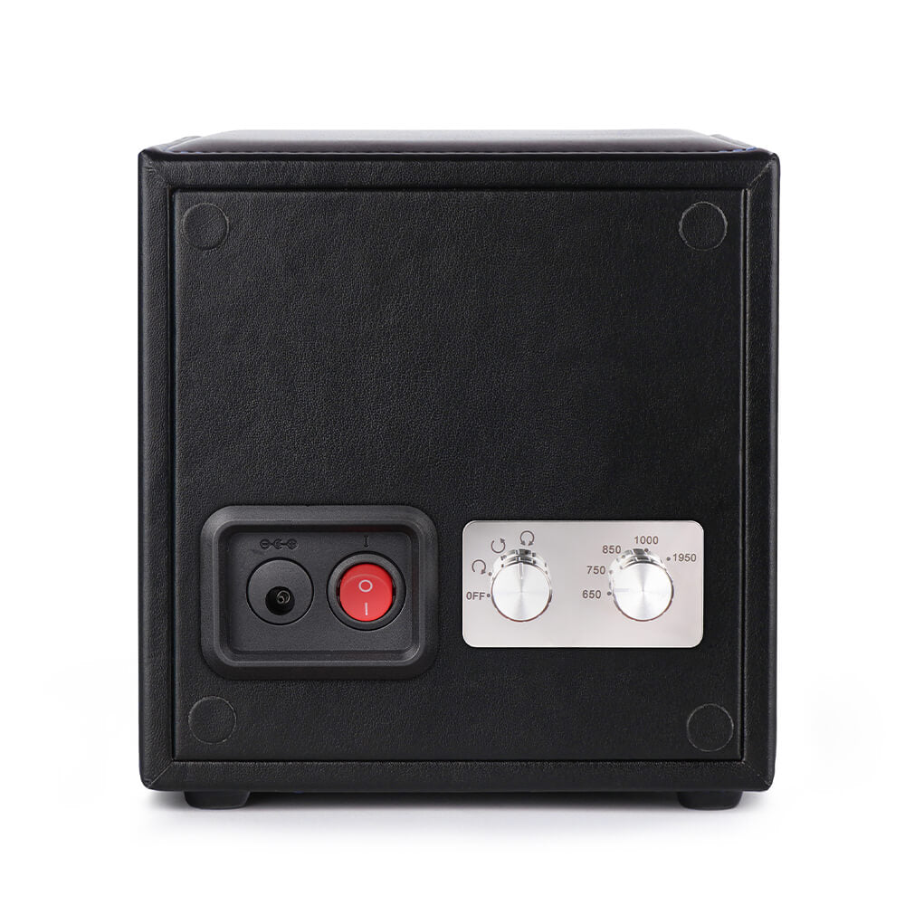 Single Watch Winder Black Leather Blue Lining Mains or Battery by Aevitas