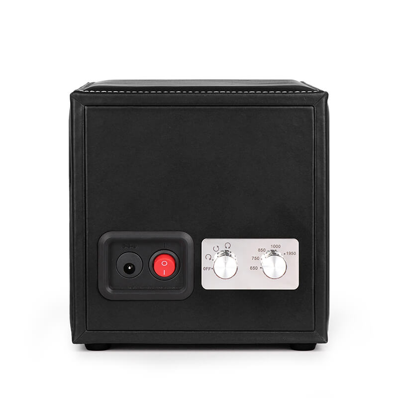 Single Watch Winder Black Leather White Stitching Mains or Battery by Aevitas