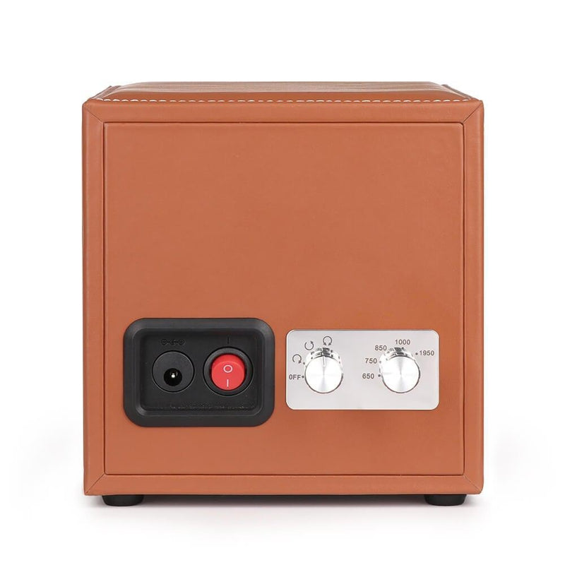 Single Watch Winder Brown Leather White Stitching Mains or Battery by Aevitas