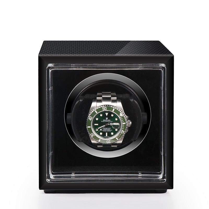 Single Watch Winder Carbon Fibre finish Mains or Battery by Aevitas