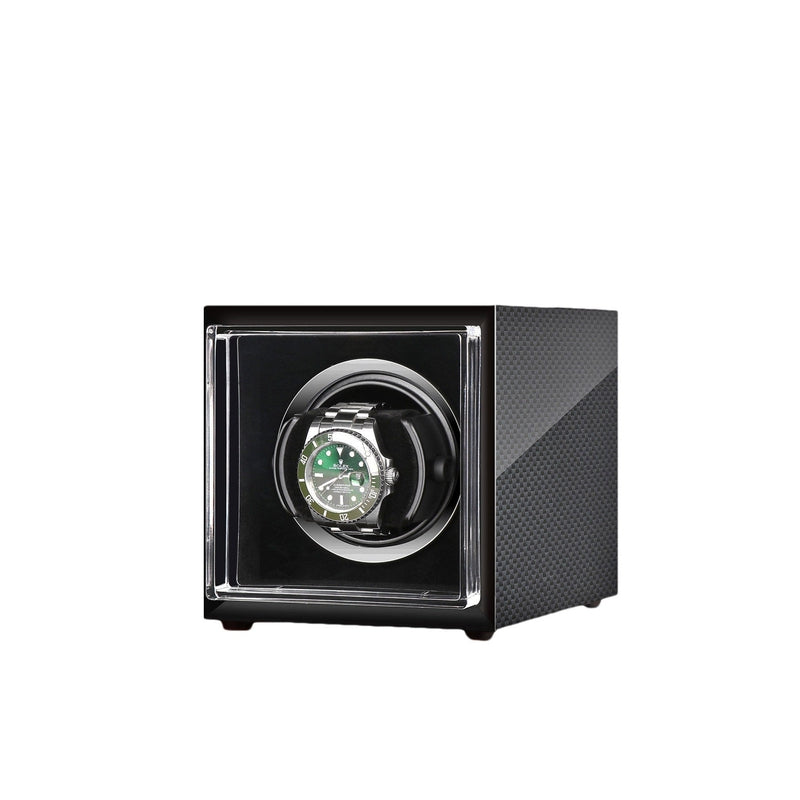 Single Watch Winder Carbon Fibre finish Mains or Battery by Aevitas