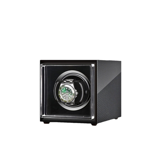 Single Watch Winder Carbon Fibre finish Mains or Battery by Aevitas