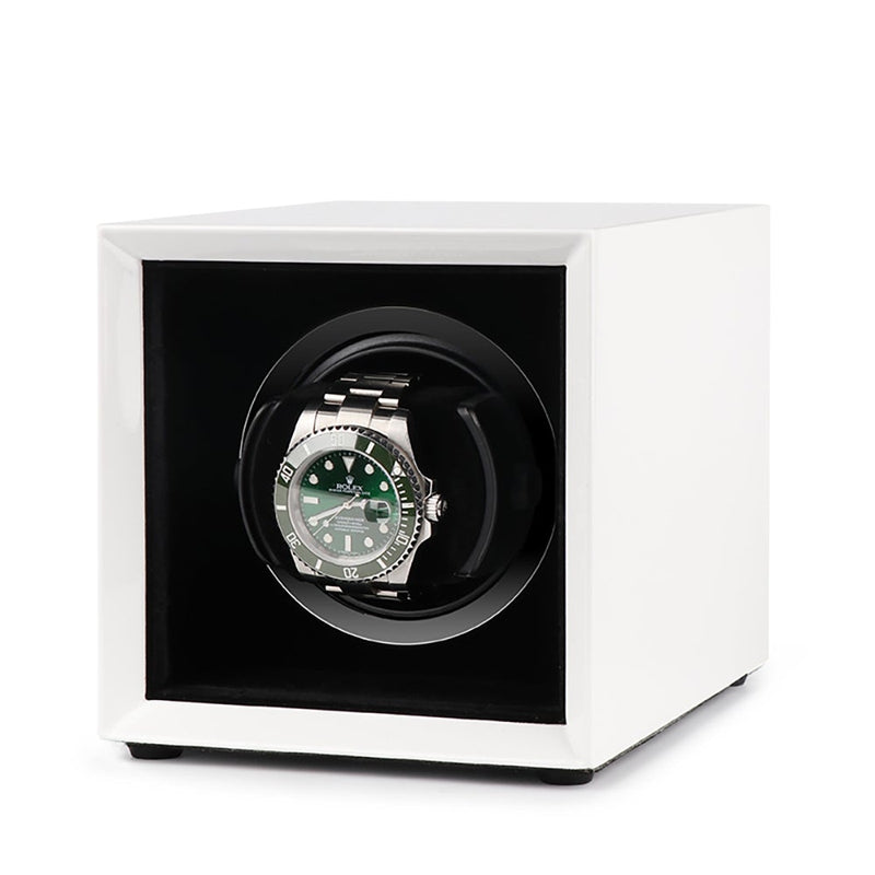 Single Watch Winder White Gloss finish Mains or Battery by Aevitas
