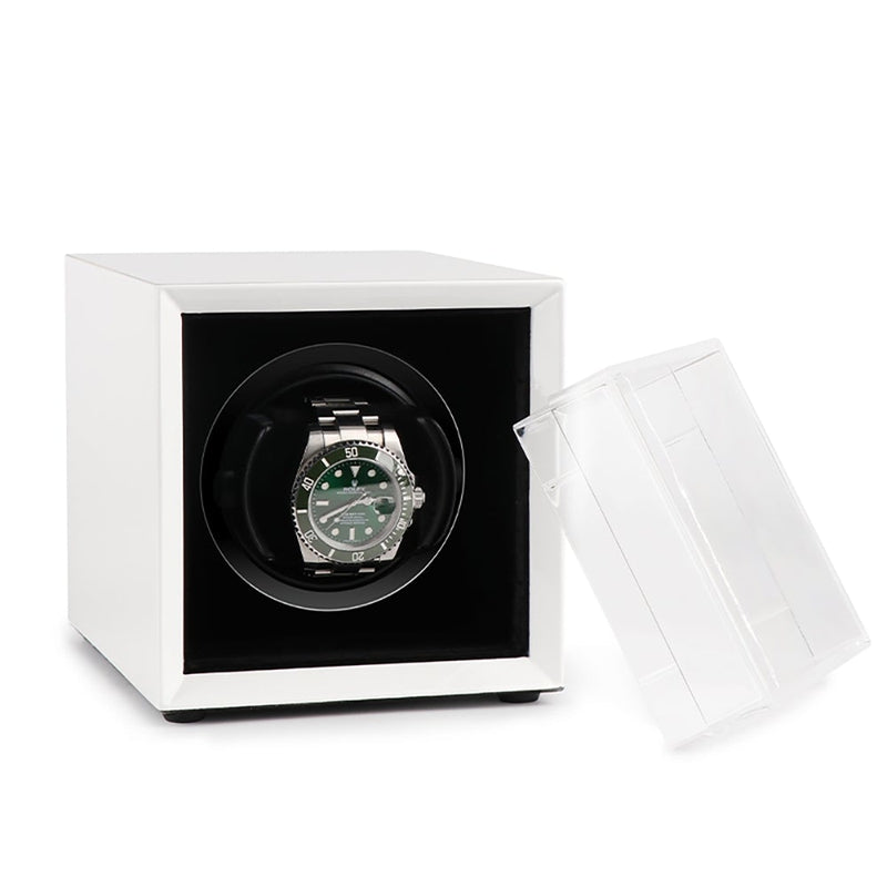 Single Watch Winder White Gloss finish Mains or Battery by Aevitas