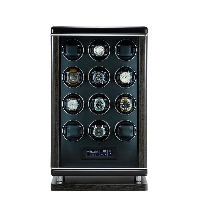 Tempus Watch Winder for 12 Watches Piano Black Finish with Finger Print Access