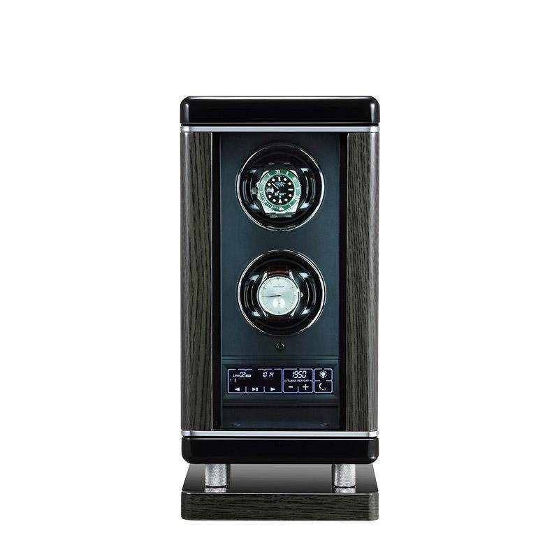 Tempus Watch Winder for 2 Watches Piano Black Finish with Finger Print Access - Swiss Watch Store UK